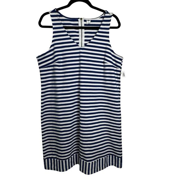 Old Navy Stretch Blue White Stripe V-Neck Tunic Tank Dress Size Large Nautical - Picture 1 of 9